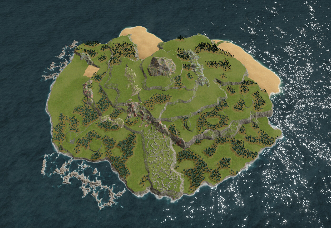 A new map called Golden Peak. The start location is at the top left area without trees.