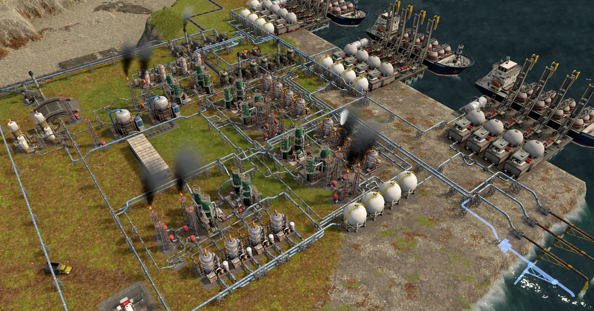 Oil refinery by ‘Wilm4RRrr Butzen’ that processes 384 crude oil per minute! In his own words: “I love this game for the refineries you can build 😄 dunno if i still get enough crude input though”