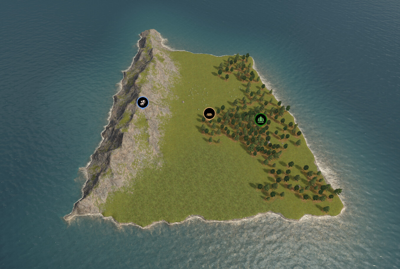 A simple map created using three features: Plateau, mountain, and forest.