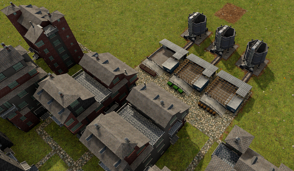 New modules for waste collection, from the left: general waste, recyclables, and biomass. Piles are still pending to be added.