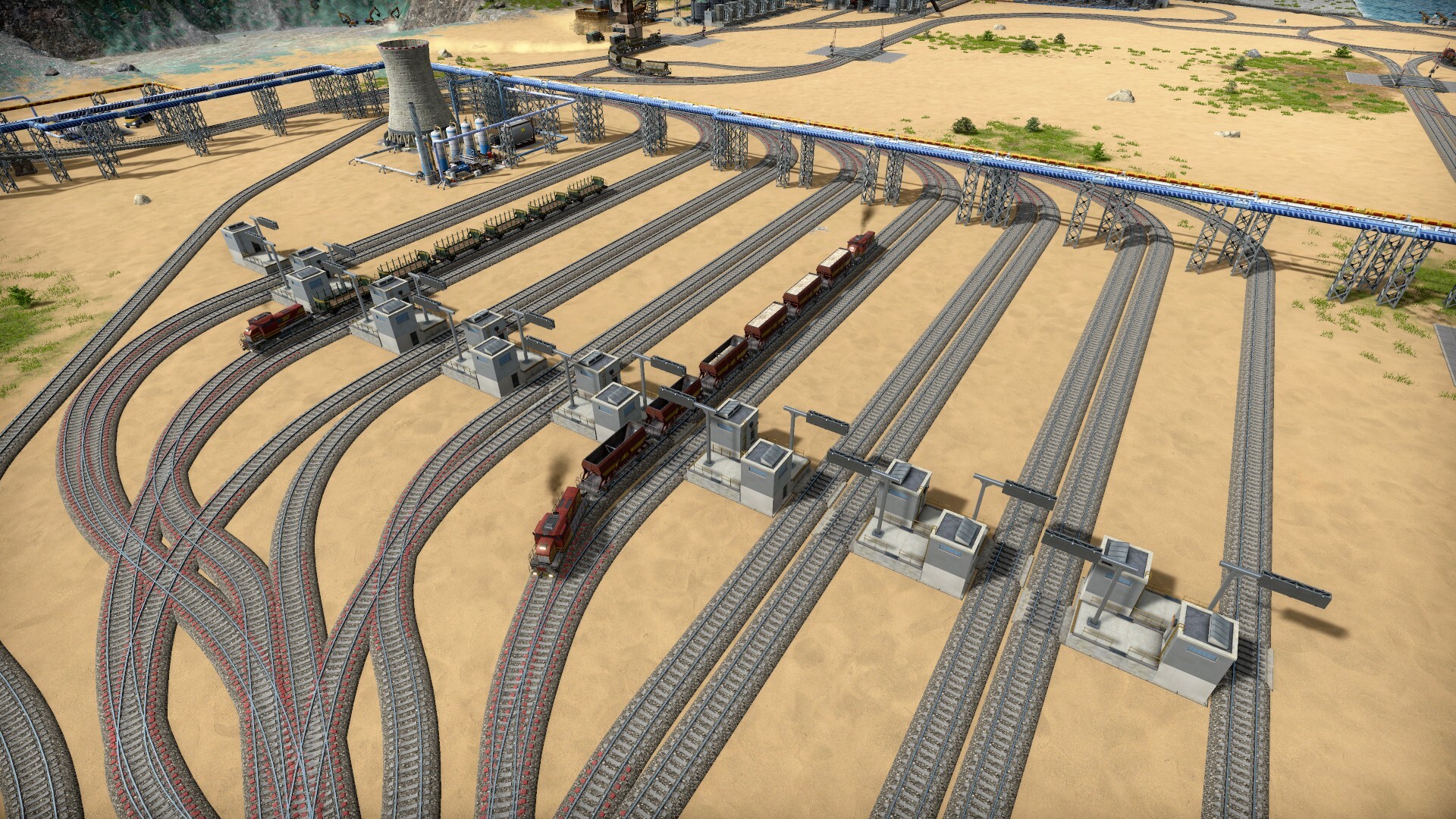 A waiting bay with cleverly interleaved stations to save space. Yet, more than 50% of space is unused.