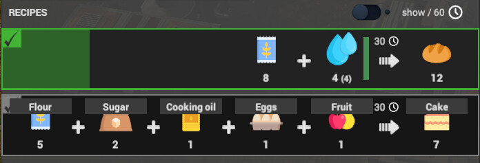 Baking unit recipes