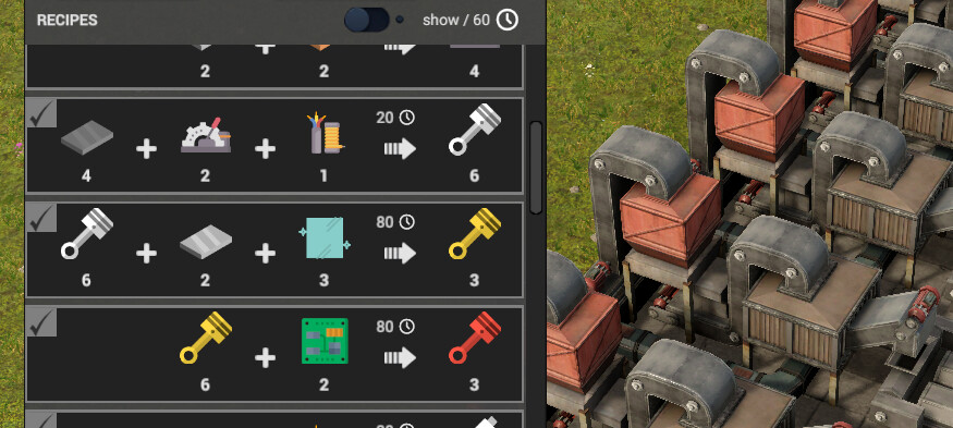 New vehicle parts recipes