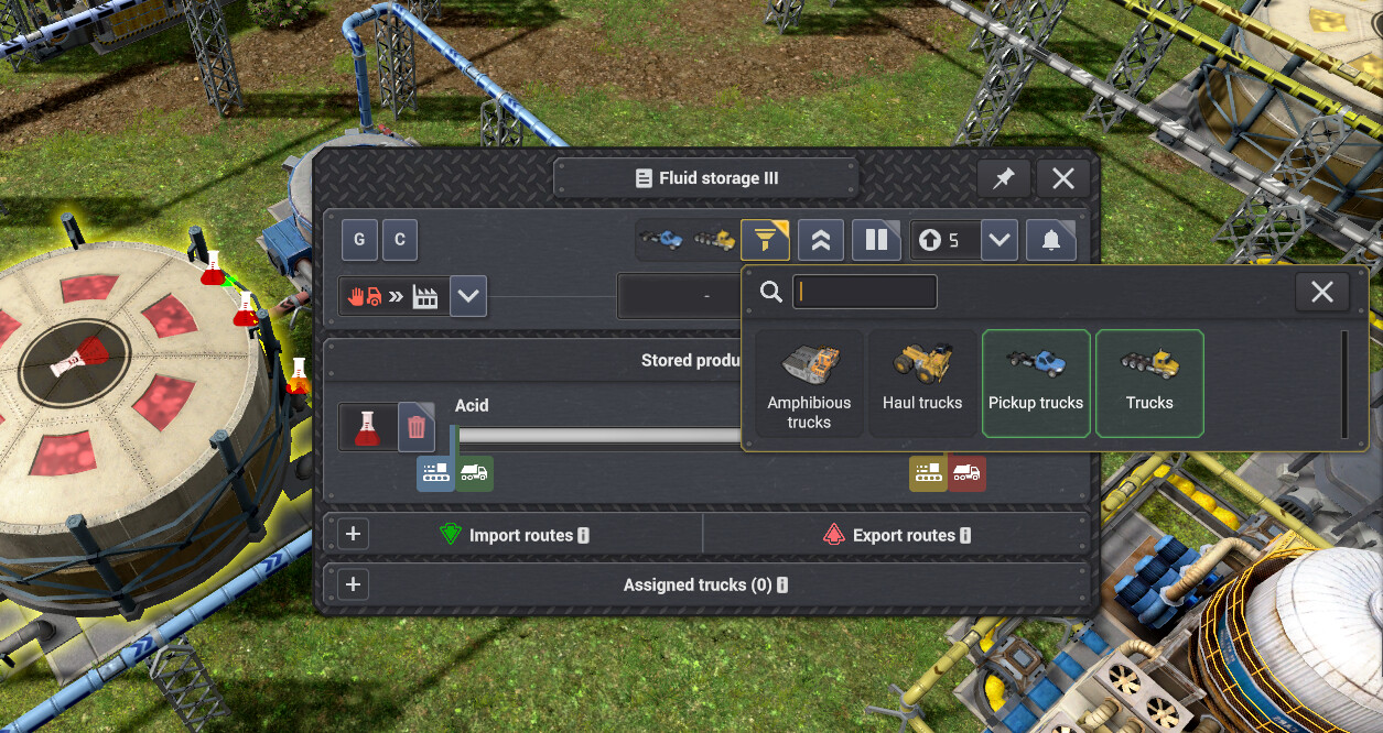 If a storage should only be accessed by certain vehicles, you can now configure this in the new vehicles filter UI.