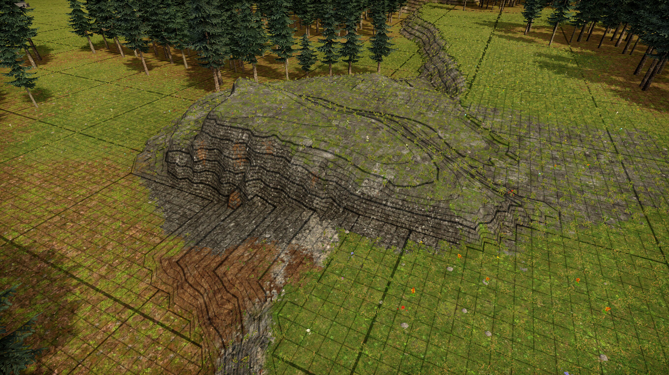 New terrain grid that shows contour lines on non-flat surfaces