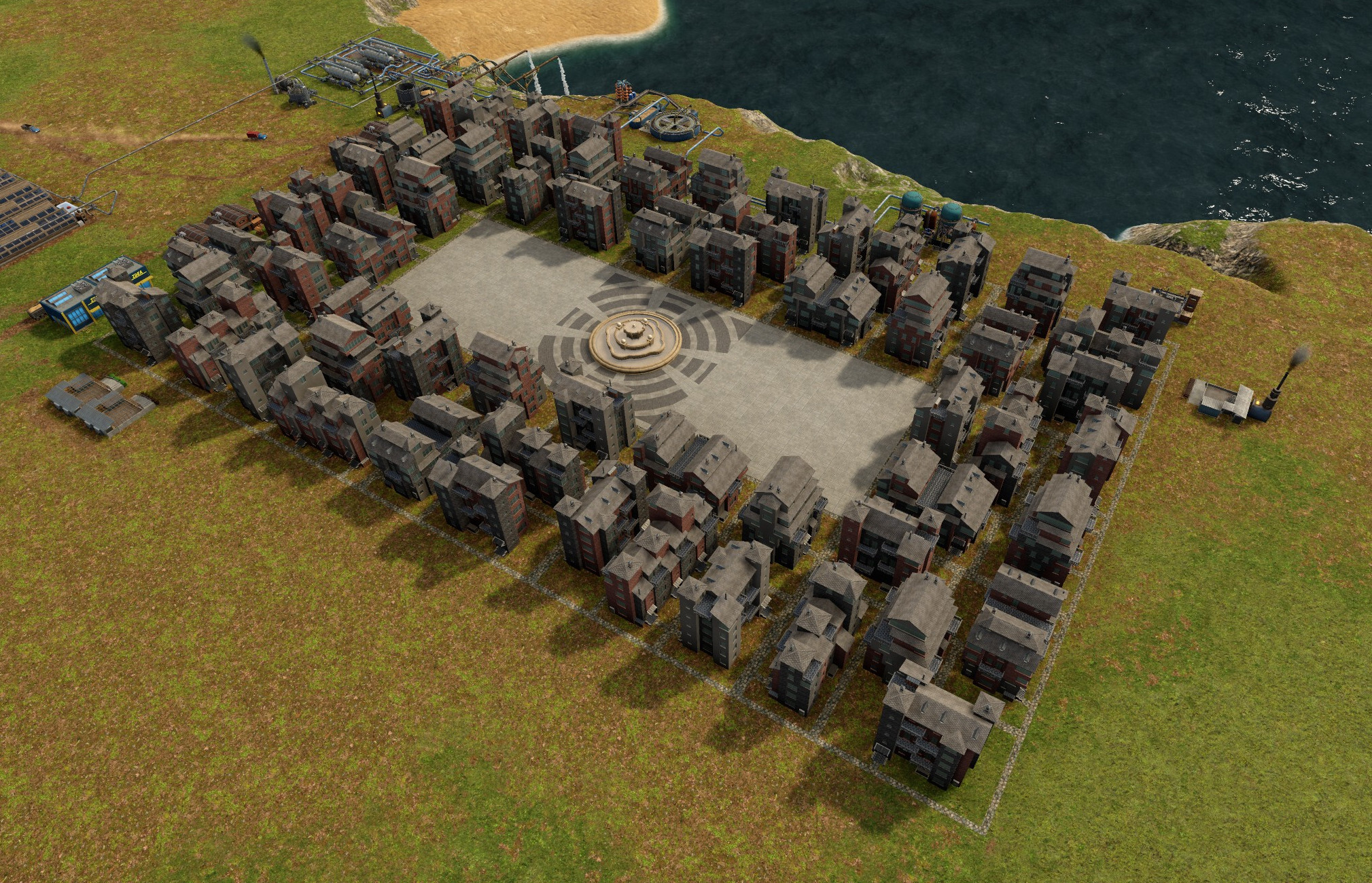 Settlement square with a fountain + 2 light squares next to it (work in progress)