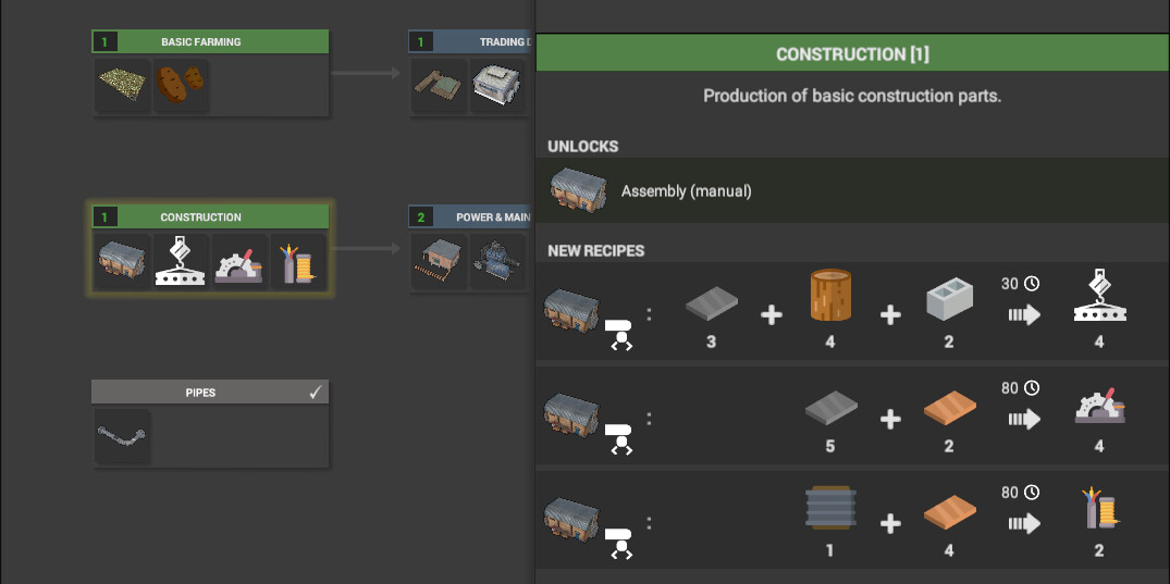 New mechanical parts and electronics recipes.