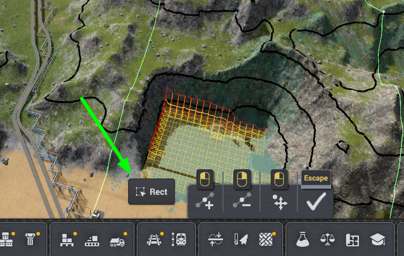 To set a rectangular area, look for the Rect button in the bottom toolbar when editing areas.