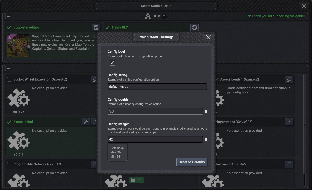 The new JSON config system for mods.