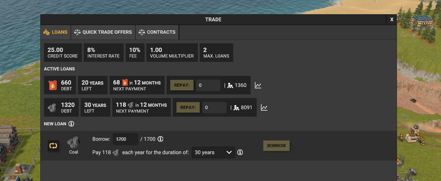 The new loans feature for Update 2.