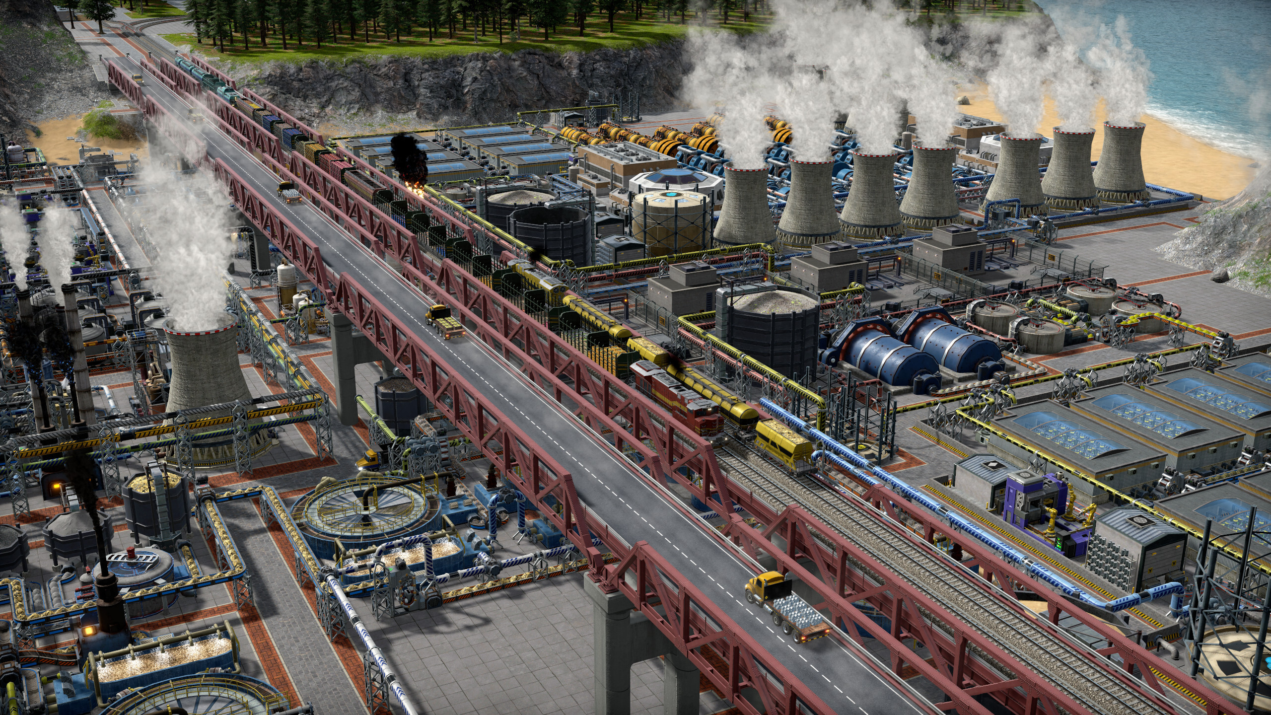 New truss bridge, one with roads and one with trains.