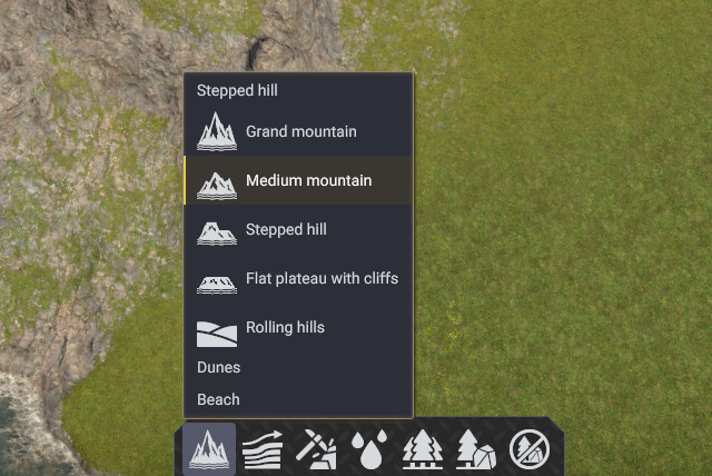 An example of presets for some terrain features.