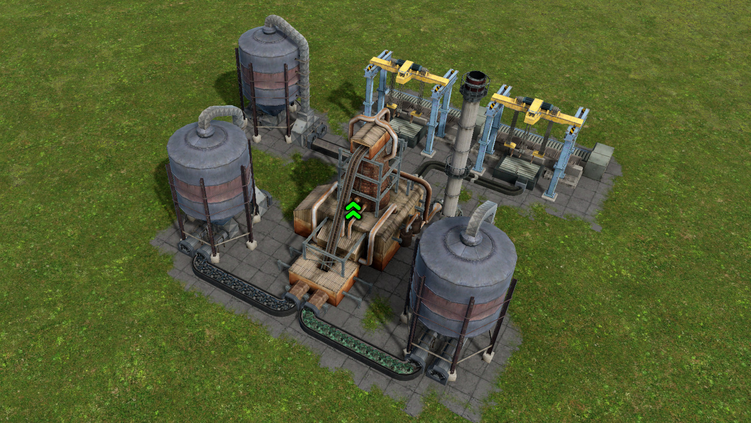 Shows the blast furnace being prepared for an upgrade while happily working :)