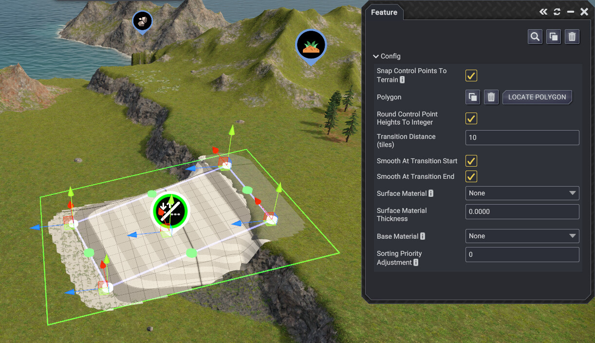 A ramp tool allows you to create a smooth ramp between different heights