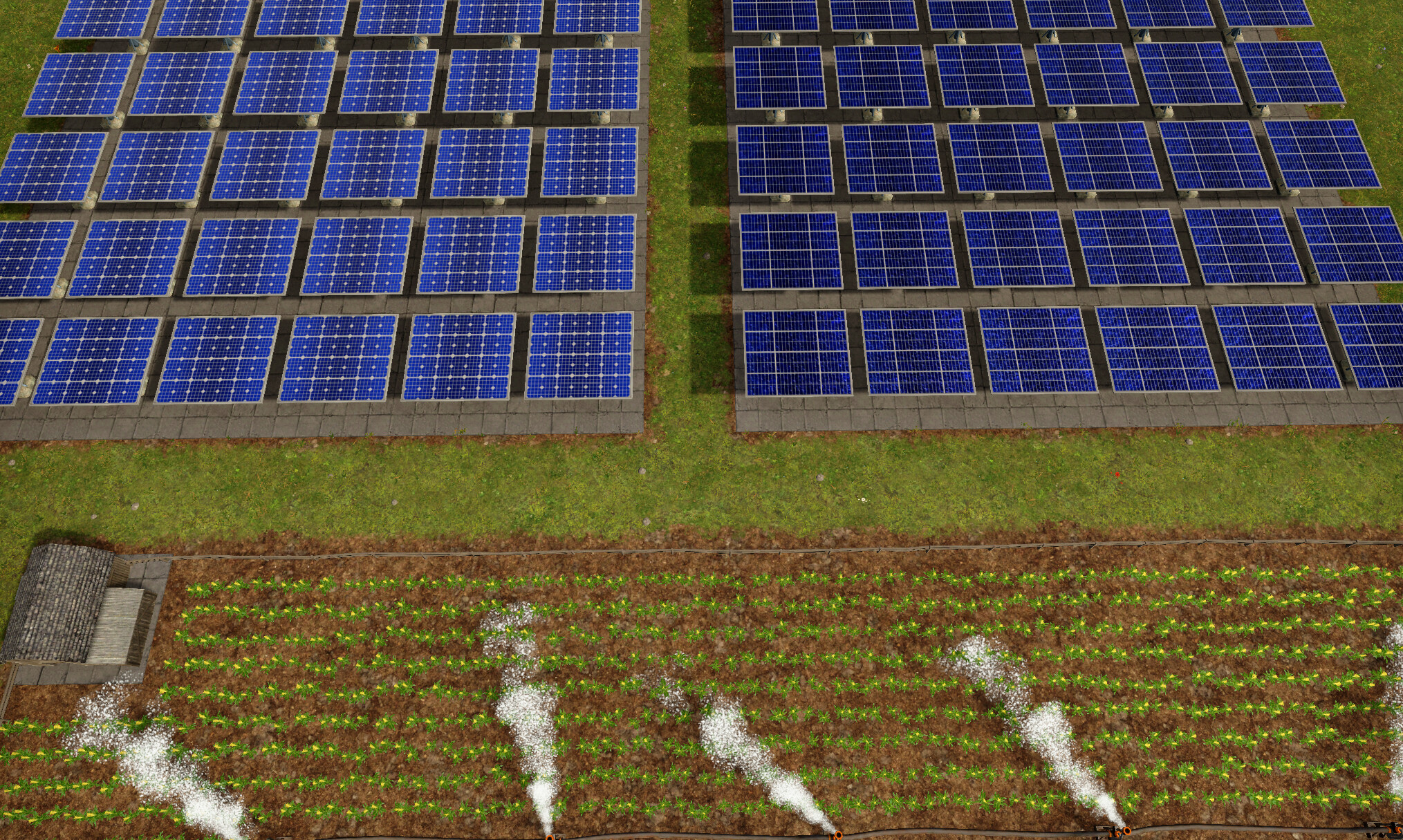 Poly-silicon solar panels on the left, mono-silicon panels on the right