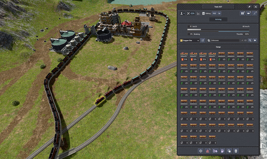 Long trains can be very efficient in moving large amounts of products, but be careful to not block your main line!