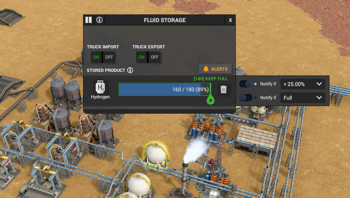 An example of storage with an alert set when it is below 25%.