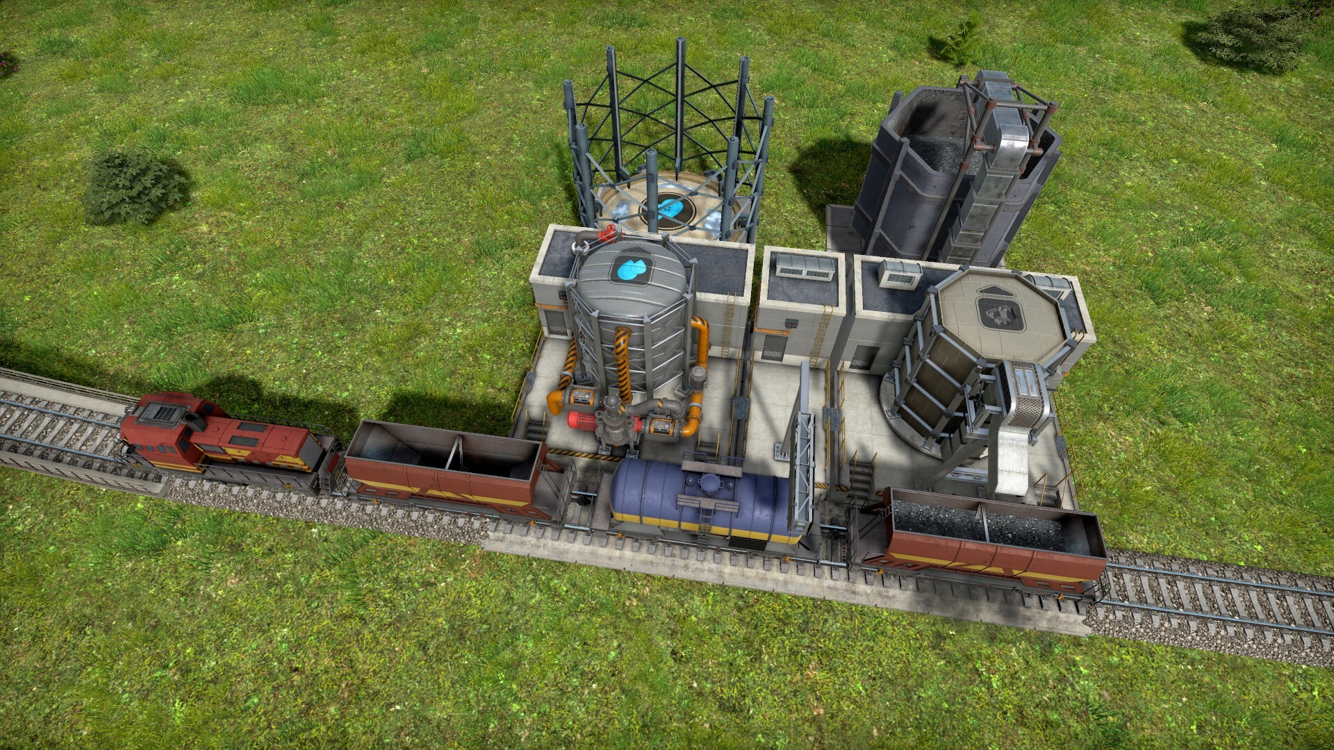 Train servicing all wagons in a station that has the root building in the middle, complicating alignment logic since the root has different width to the wagons and modules.