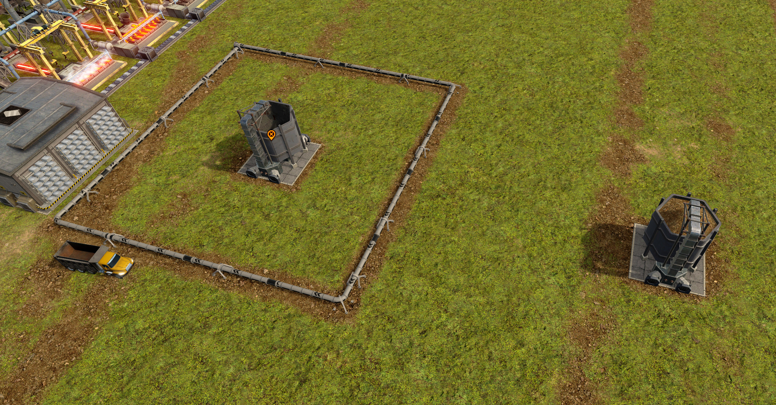 In update 2, an inaccessible silo shows a notification and ends up being ignored by all the trucks. Trucks no longer end up stuck with cargo loaded from the source silo.